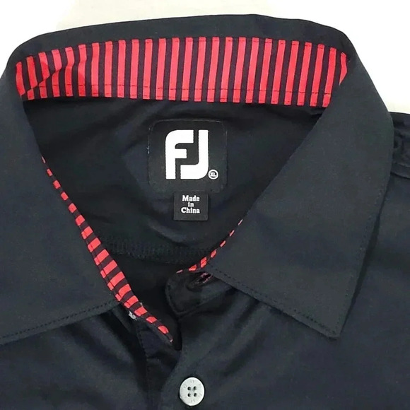 FootJoy FJ Men's Golf Polo Shirt Black Size XL Lightweight Moisture Wicking - Picture 3 of 5